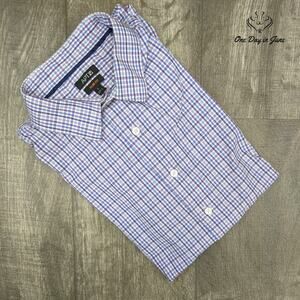 Apt. 9 Slim Fit Purple and Blue Gingham Print Long Sleeve Top Size L